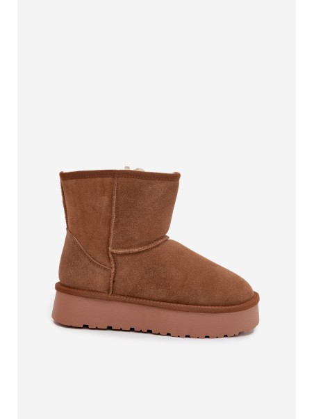 Women's Snow Boots Made of Natural Suede on Platform Camel Privine