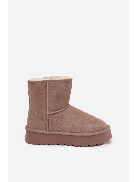 Women's Snow Boots Made of Natural Suede on Platform Beige Privine