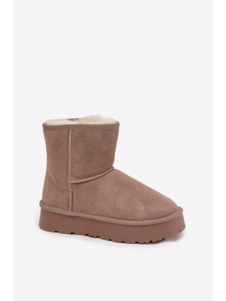 Women's Snow Boots Made of Natural Suede on Platform Beige Privine