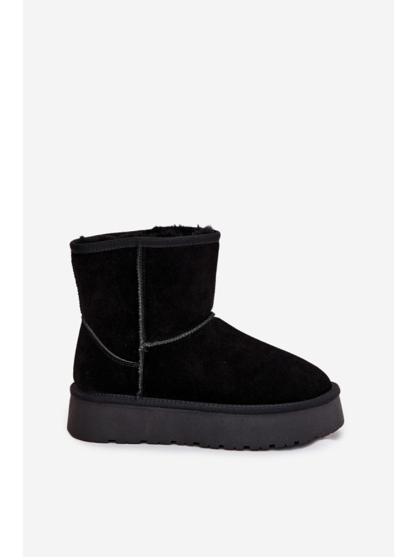 Women's Snow Boots Made of Genuine Suede on Platform Black Privine