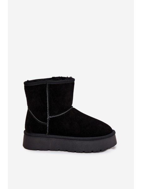 Women's Snow Boots Made of Genuine Suede on Platform Black Privine