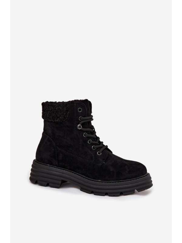 Insulated Trapper Boots Women's Laced Black Lyrinne