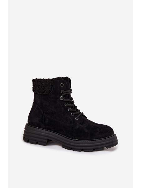 Insulated Trapper Boots Women's Laced Black Lyrinne