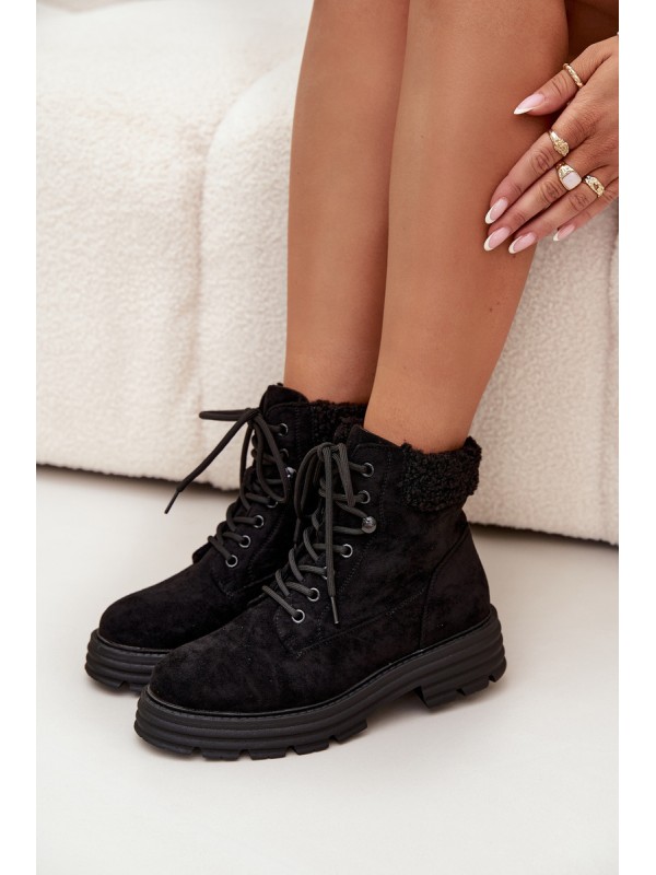 Insulated Trapper Boots Women's Laced Black Lyrinne