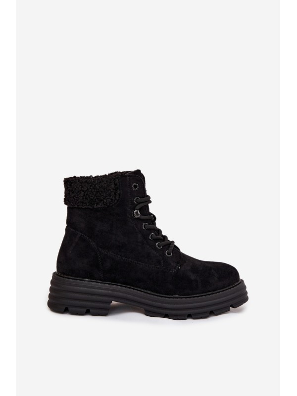 Insulated Trapper Boots Women's Laced Black Lyrinne