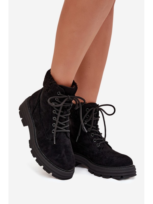 Insulated Trapper Boots Women's Laced Black Lyrinne
