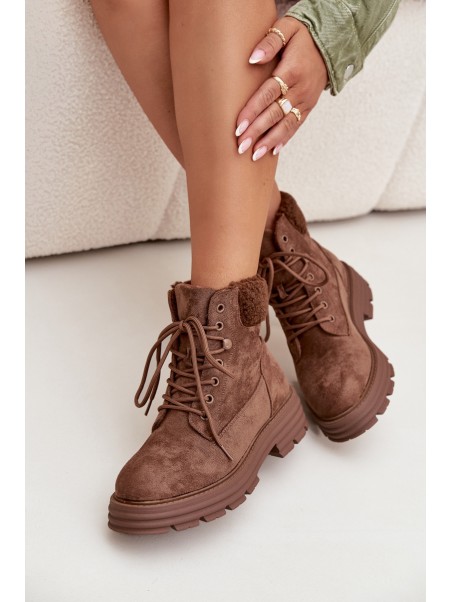 Insulated Trapper Boots Women's Lace-up Brown Lyrinne