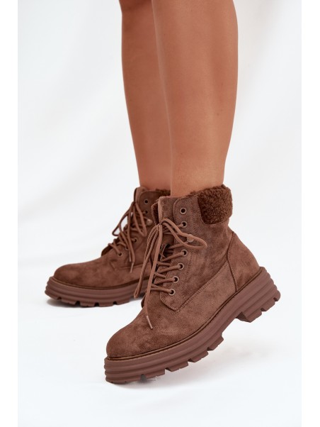 Insulated Trapper Boots Women's Lace-up Brown Lyrinne