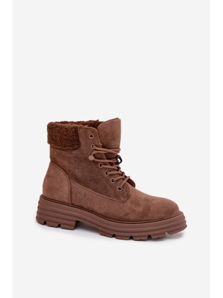 Insulated Trapper Boots Women's Lace-up Brown Lyrinne