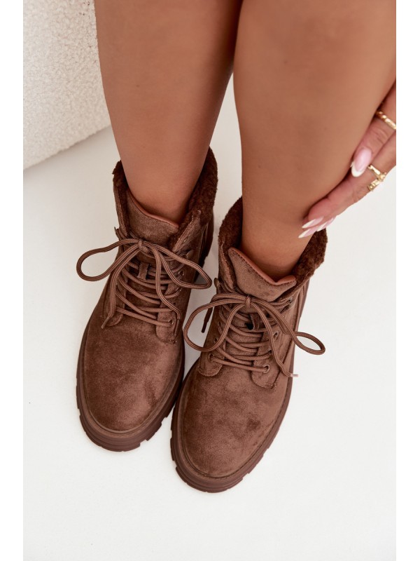 Insulated Trapper Boots Women's Lace-up Brown Lyrinne