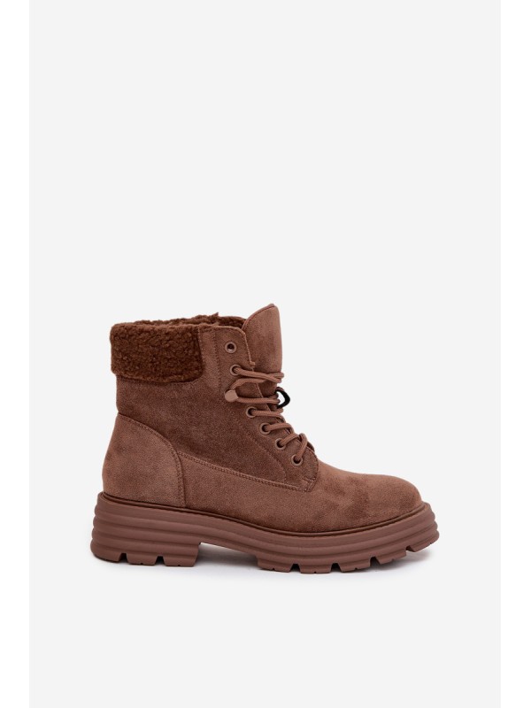 Insulated Trapper Boots Women's Lace-up Brown Lyrinne