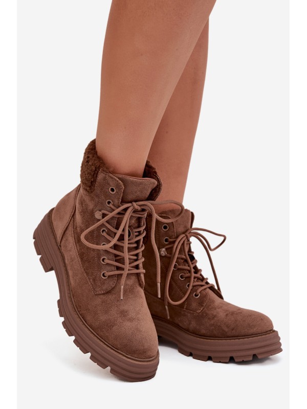 Insulated Trapper Boots Women's Lace-up Brown Lyrinne