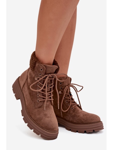 Insulated Trapper Boots Women's Lace-up Brown Lyrinne
