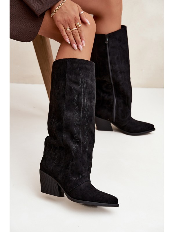 Women's Cowboy Boots with Zipper Black Isalina