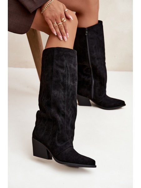 Women's Cowboy Boots with Zipper Black Isalina