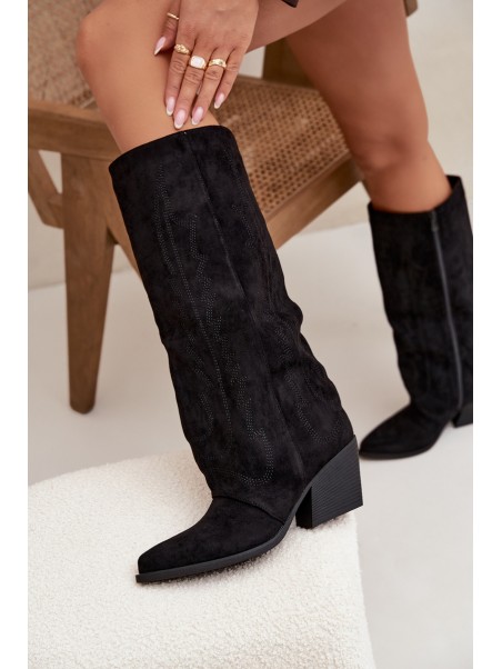 Women's Cowboy Boots with Zipper Black Isalina
