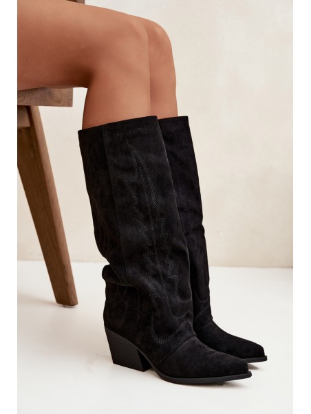 Women's Cowboy Boots with Zipper Black Isalina
