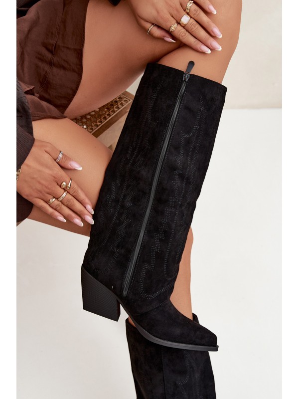 Women's Cowboy Boots with Zipper Black Isalina