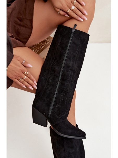 Women's Cowboy Boots with Zipper Black Isalina