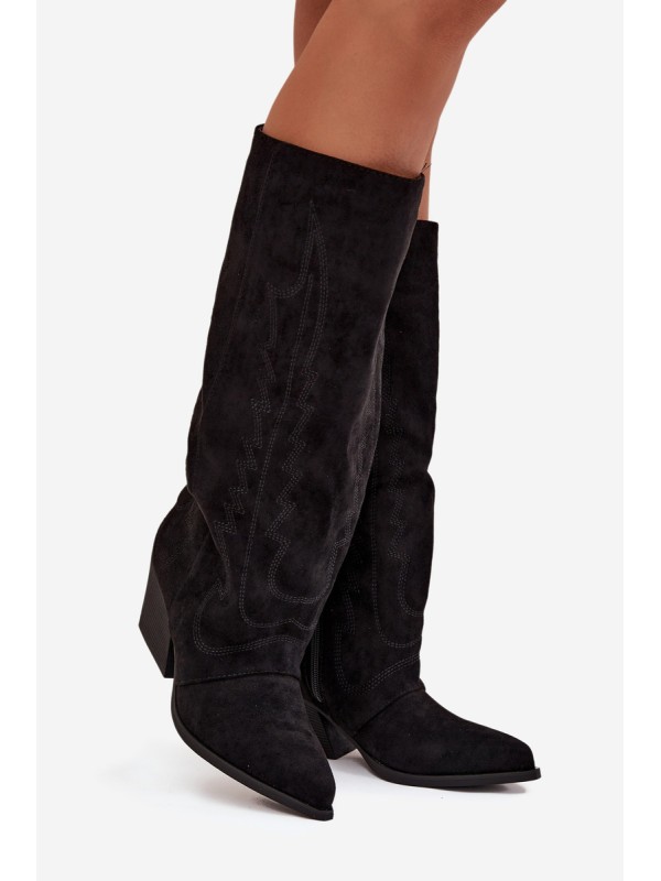 Women's Cowboy Boots with Zipper Black Isalina