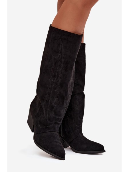 Women's Cowboy Boots with Zipper Black Isalina