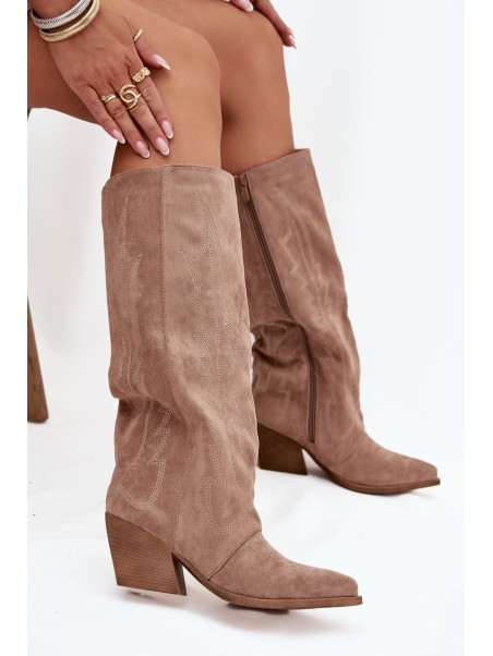 Women's cowboy boots with zipper beige Isalina