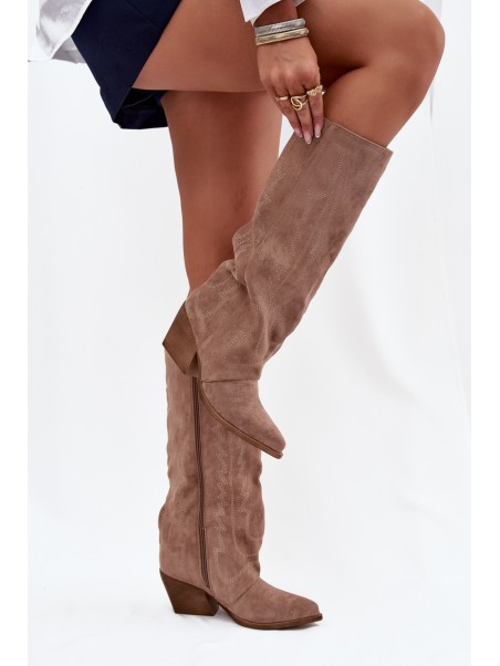 Women's cowboy boots with zipper beige Isalina
