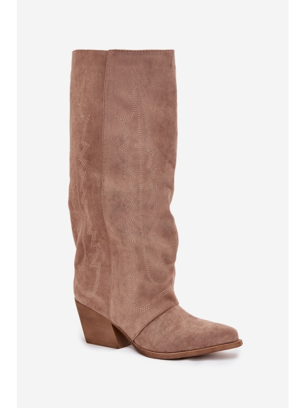 Women's cowboy boots with zipper beige Isalina