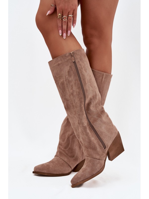 Women's cowboy boots with zipper beige Isalina