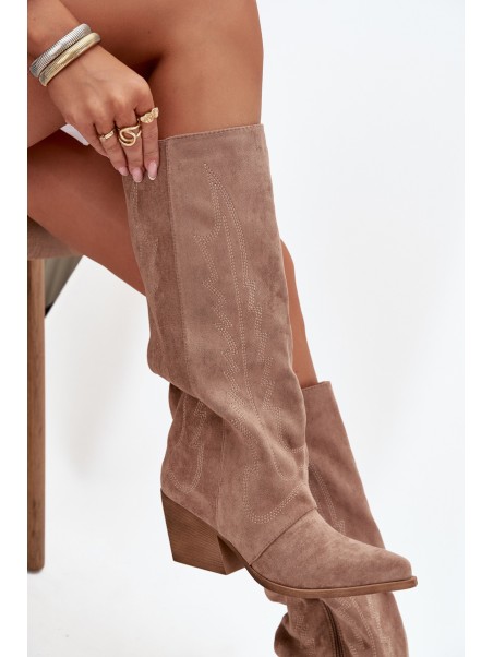 Women's cowboy boots with zipper beige Isalina