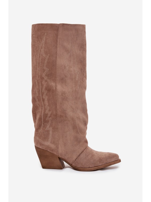 Women's cowboy boots with zipper beige Isalina