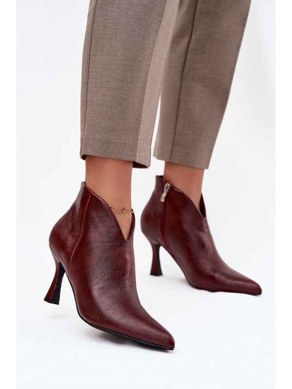 Patent Leather Low Women's Ankle Boots On Heel Bordeaux Jolivra