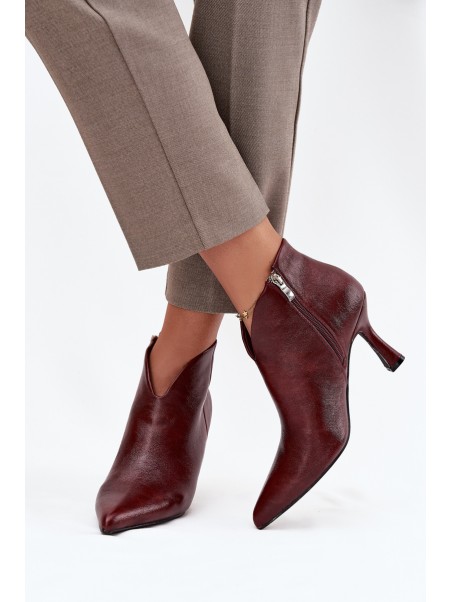 Patent Leather Low Women's Ankle Boots On Heel Bordeaux Jolivra