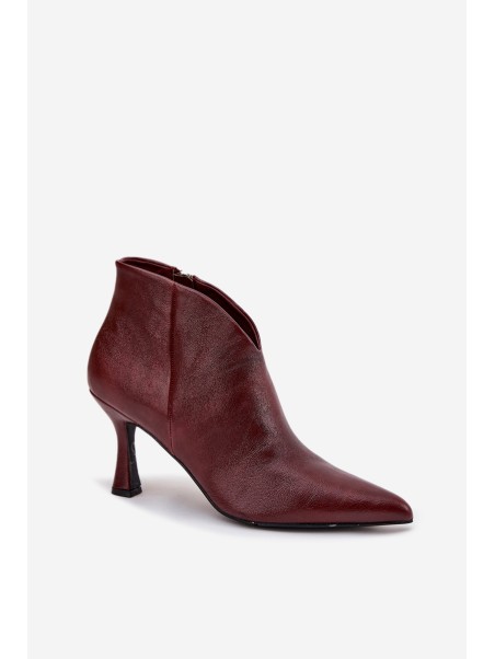 Patent Leather Low Women's Ankle Boots On Heel Bordeaux Jolivra