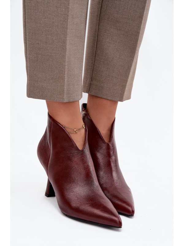 Patent Leather Low Women's Ankle Boots On Heel Bordeaux Jolivra