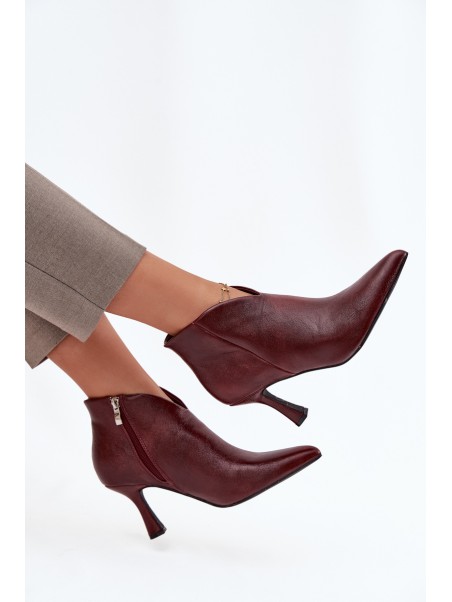 Patent Leather Low Women's Ankle Boots On Heel Bordeaux Jolivra