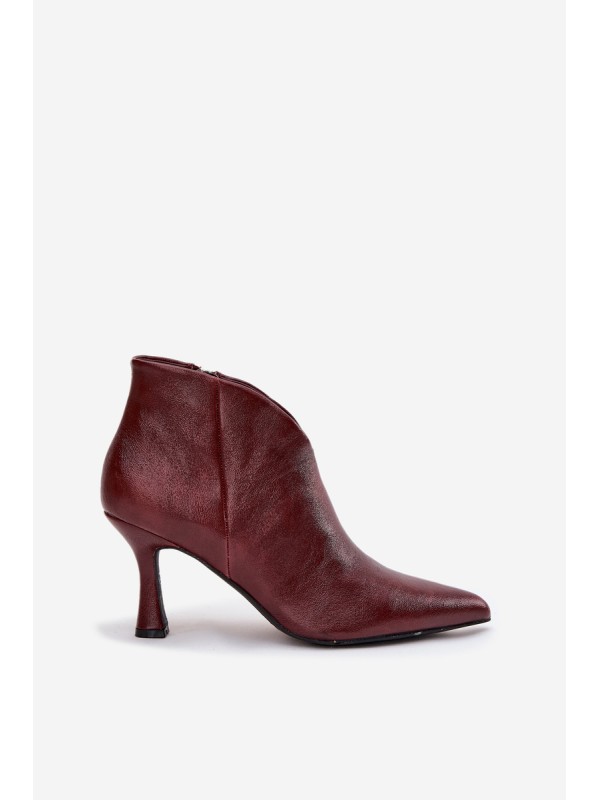 Patent Leather Low Women's Ankle Boots On Heel Bordeaux Jolivra