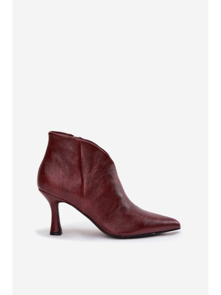 Patent Leather Low Women's Ankle Boots On Heel Bordeaux Jolivra