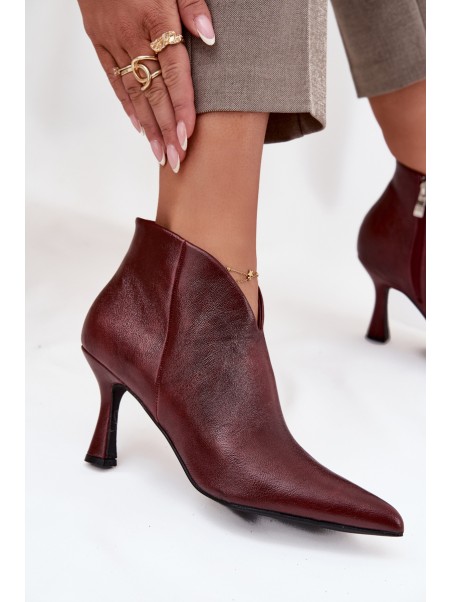 Patent Leather Low Women's Ankle Boots On Heel Bordeaux Jolivra