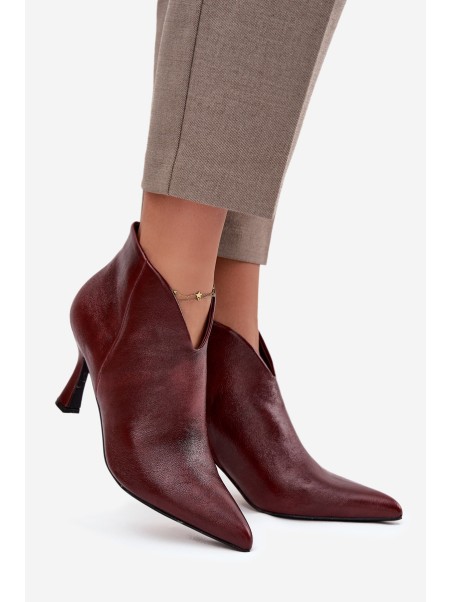 Patent Leather Low Women's Ankle Boots On Heel Bordeaux Jolivra