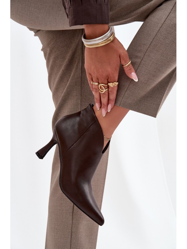 Patent Low Ladies Boots on Heel Chocolate Jolivra