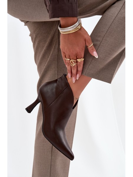 Patent Low Ladies Boots on Heel Chocolate Jolivra