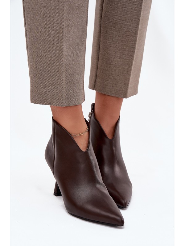 Patent Low Ladies Boots on Heel Chocolate Jolivra