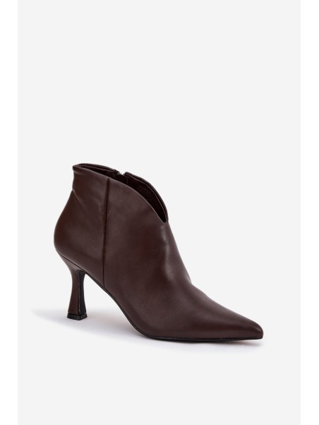 Patent Low Ladies Boots on Heel Chocolate Jolivra