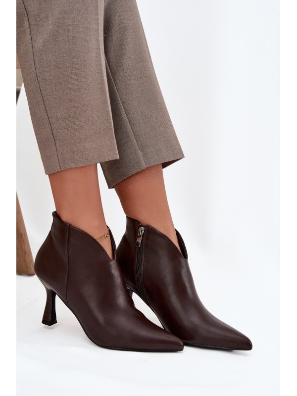 Patent Low Ladies Boots on Heel Chocolate Jolivra