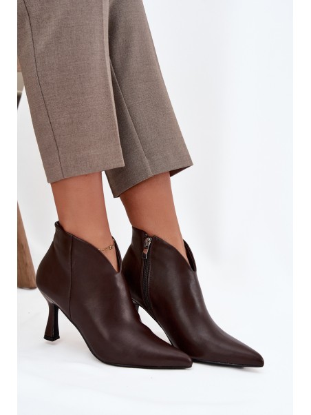 Patent Low Ladies Boots on Heel Chocolate Jolivra