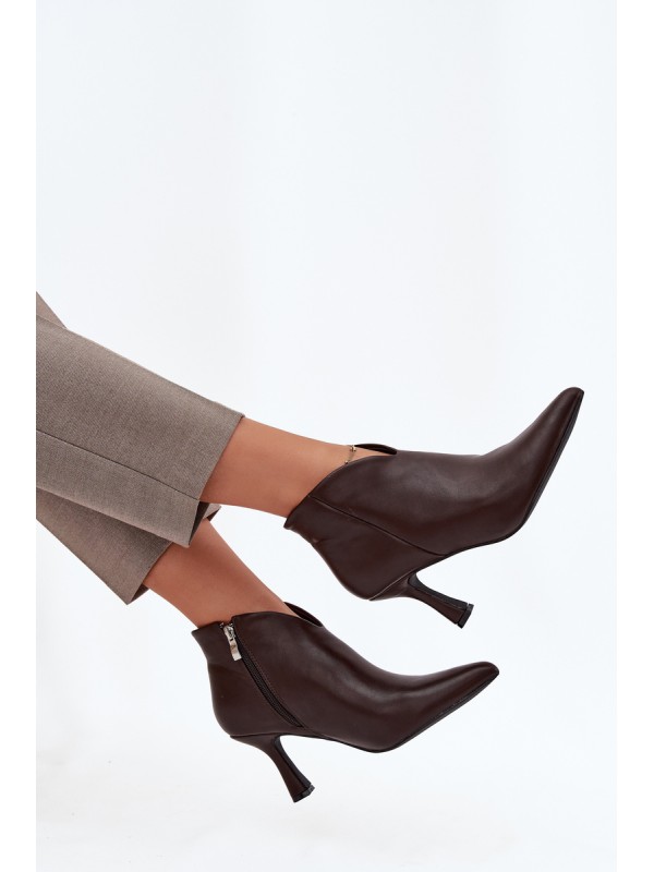 Patent Low Ladies Boots on Heel Chocolate Jolivra