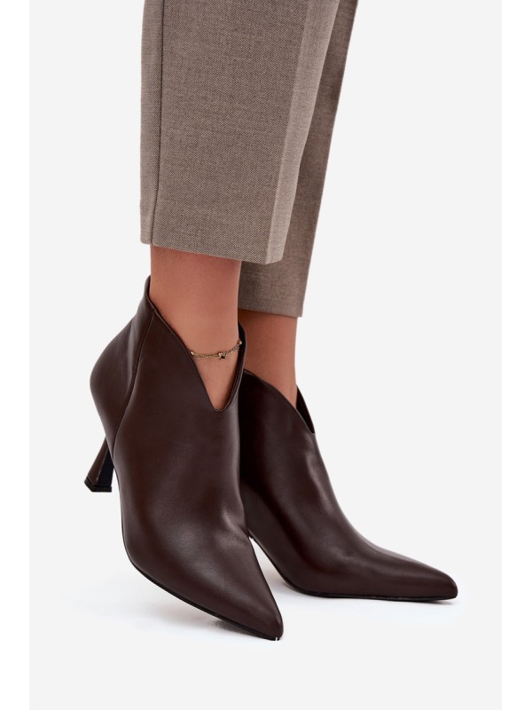 Patent Low Ladies Boots on Heel Chocolate Jolivra