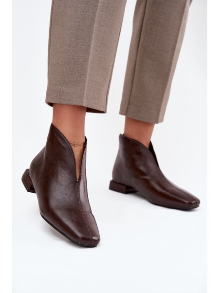 Women's ankle boots with delicate heel chocolate Elvienne