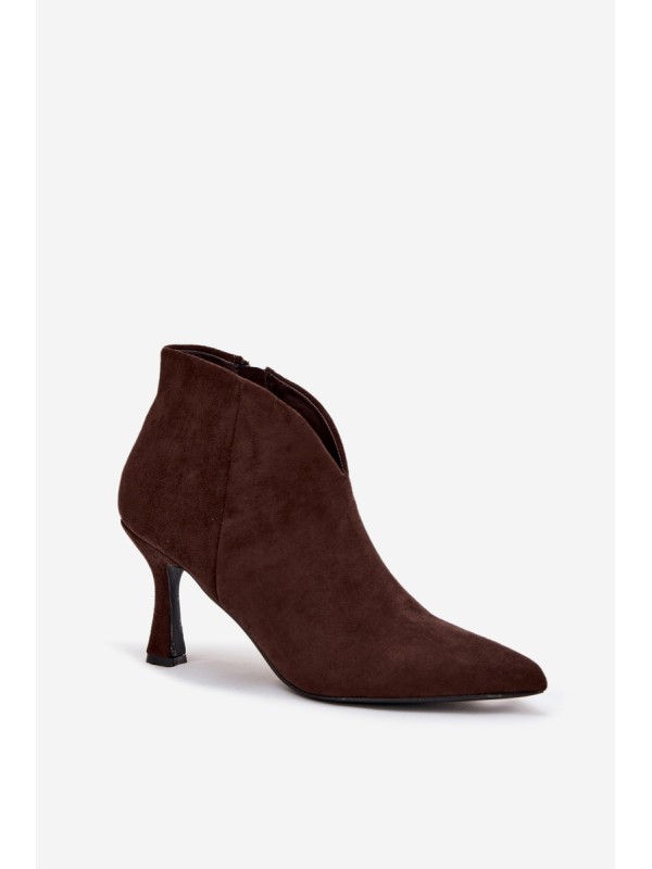 Low Women's Ankle Boots On Heel Eco Suede Chocolate Jolivra